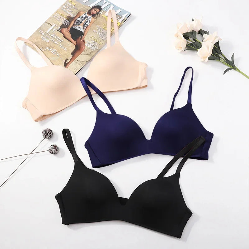 3 PCS/Set Women's Seamless Push-up Bra Sexy Lingerie Three-quarter A B Cup Underwear No Wire Brassiere Bralette Breathable Bras