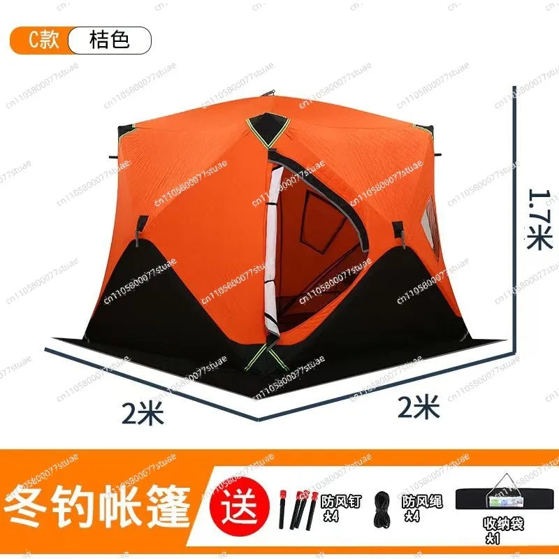 Hexagonal ice fishing tent Thickened warm and cold-proof quick-opening tent Winter fishing camping Ski portable tent