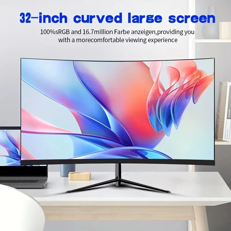 Crua Gf320A 32-Inch Fhd Curved Gaming Monitor, 1920×1080 Va Panel, 75Hz Refresh Rate, 2800R Curved Screen, Anti-Glare Technology, Frameless Design, Vesa Mounting Support, Immersive Pc Display for Gaming, Sports, Home, and Of