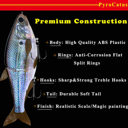 PyroCatus Big Game Glide Shad Baits 23cm/140g Sinking Hard Body Baits Soft Tail Fishing Lures Jointed Swimbait Tackle
