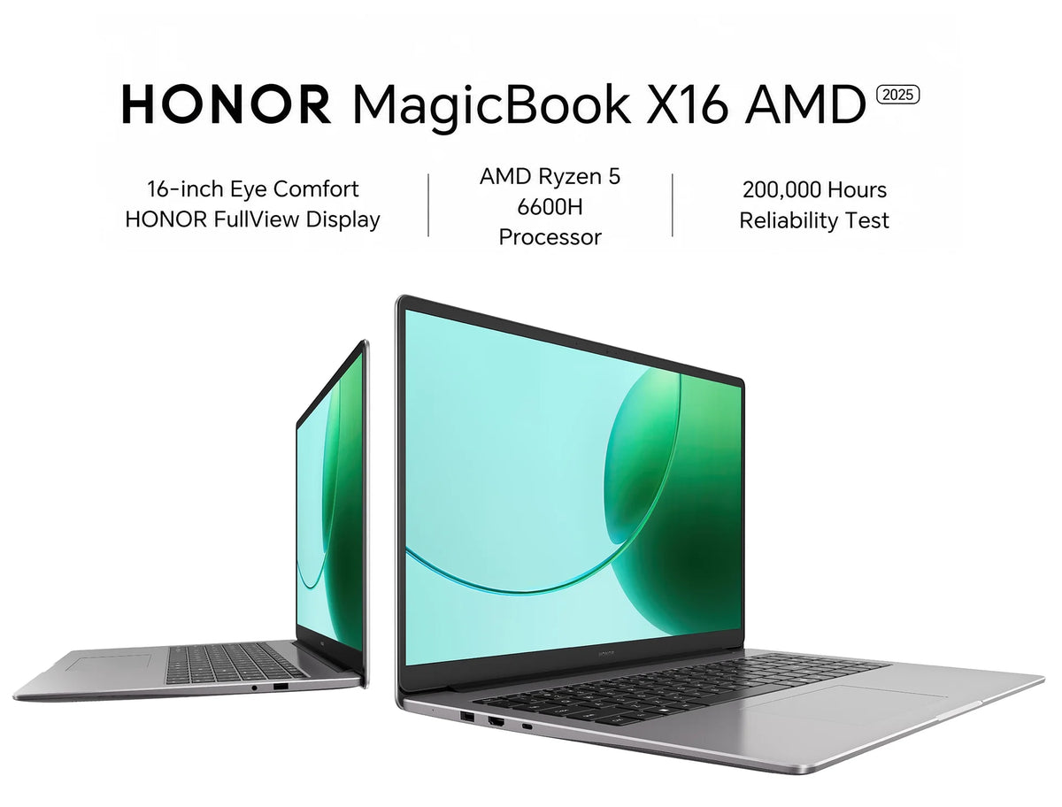 HONOR MagicBook X16 AMD 2025 Laptop 16 Inch  AMD Ryzen 5 6600H Processor AMD Radeon 660M Graphics, 40W Boosted‑Performance Mode, Slim Laptop for Work, Study & Light‑Entertainment