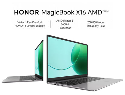 HONOR MagicBook X16 AMD 2025 Laptop 16 Inch  AMD Ryzen 5 6600H Processor AMD Radeon 660M Graphics, 40W Boosted‑Performance Mode, Slim Laptop for Work, Study & Light‑Entertainment