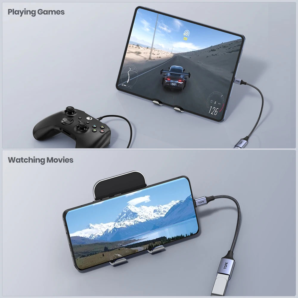TOPK USB-C till USB-A OTG-adapter – dataöverföring och laddning