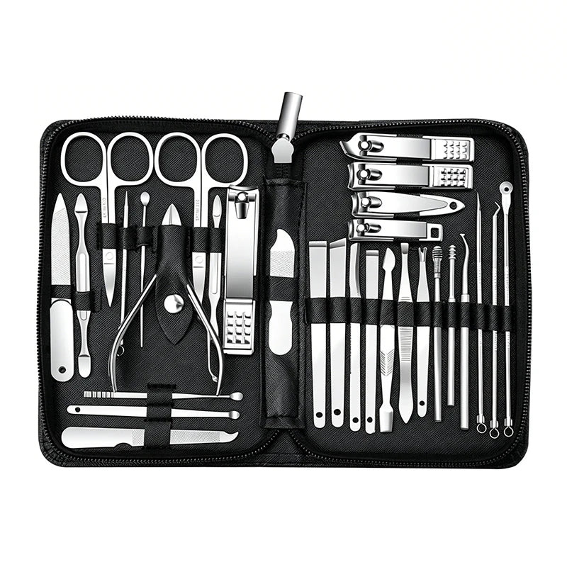 30PCS Manicure Set Pedicure Kit Professional Nail Clipper Set Stainless Steel Manicure Kit Nail Kit with Storage Box for Family