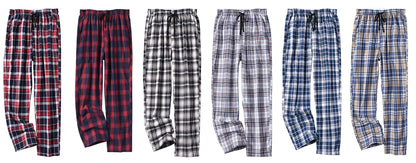 Men's 3Pcs Pajama Sleeping Pants Cotton Plaid Pjs, Long Plaid Print Sleepwear Pajama Pants with Elastic Waist Homewear