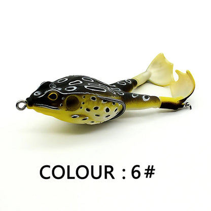 1pc Surface Frog Lure Top Water Bass Fishing Lures Soft Frog Double Propellers Legs Freshwater Rotating Tail Floating Swing Bait