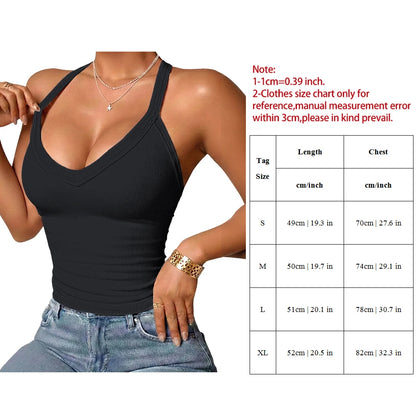 Women's Ribbed Tank Tops Knitted Cropped Tops Deep V-Neck Slim Fit Camisole Y2K Corset Vest Casual Summer Basic Tee Tops