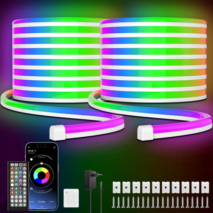 Flexibel LED Neon-slinga – RGB, IP65, App & Fjärr, Musiksynk, 24V, EU-kontakt, 5–30M