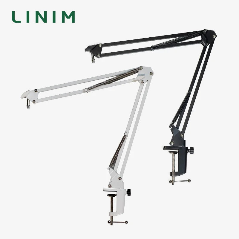 LINIM Microphone Arm Boom,Adjustable Suspension Boom with Heavy Duty Clamp,Scissor Mic Stand for Recording,Gaming