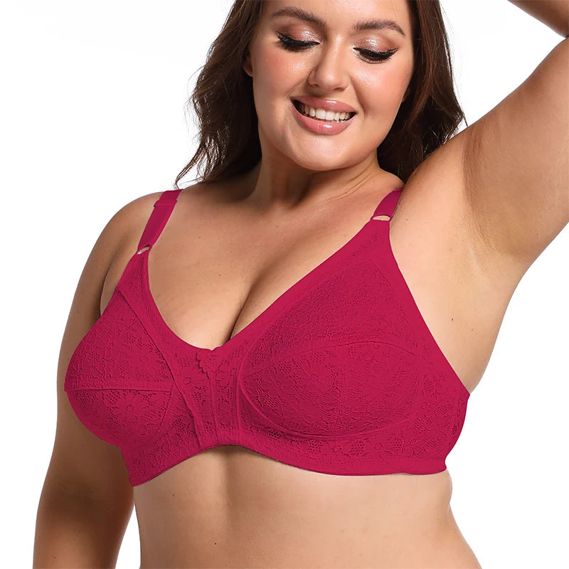 Sexy Lace Lingerie Summer Wireless Bras For Women Comfortable Underwear Breathable Lingerie Plus Size 50DE Cup