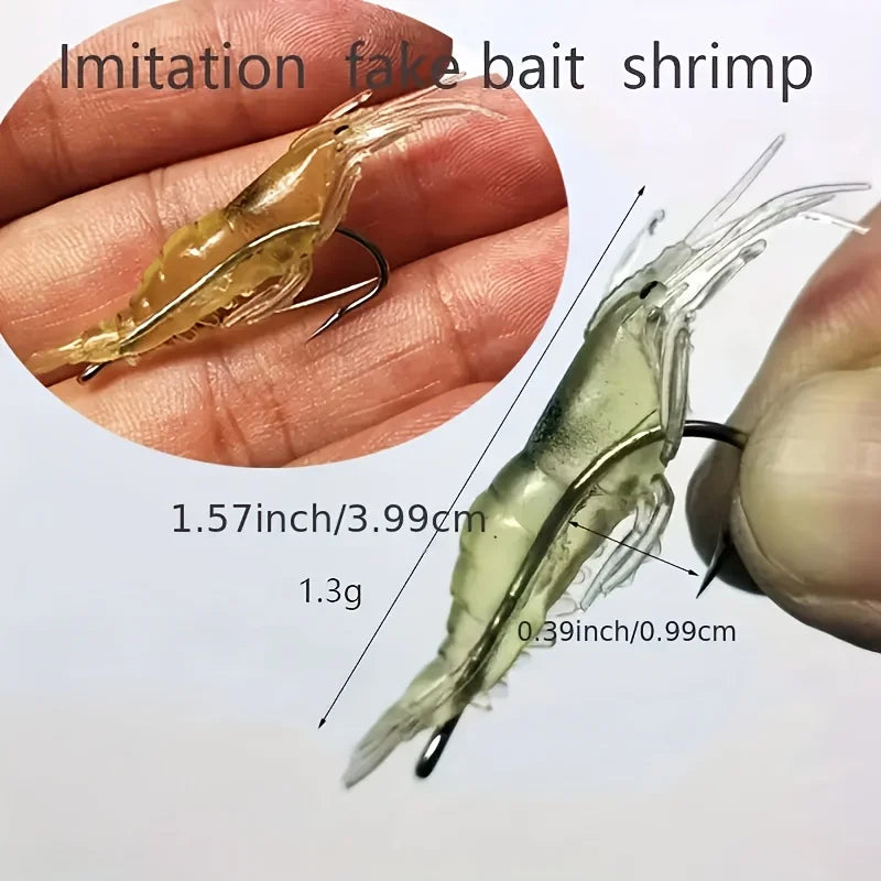 10/15/20pcs Goture Shrimp Lures Soft Shrimp Fishing Lures For Freshwater Saltwater Luminous Shrimp Bait Set With Sharp Hook Bead