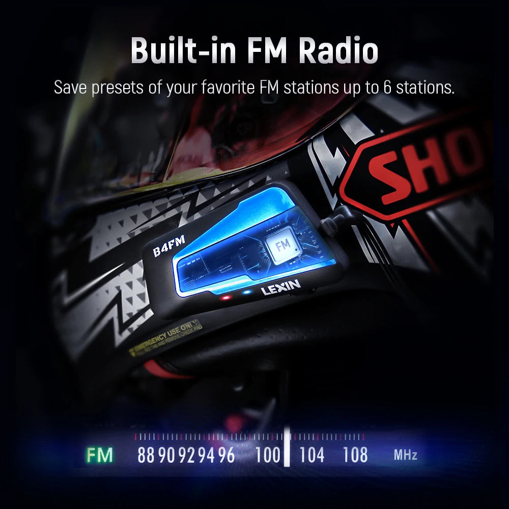 LEXIN B4FM-X intercom för MC-hjälm med Bluetooth och musikdelning