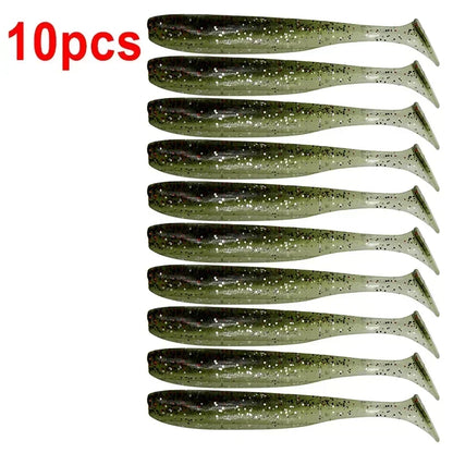 10pcs/Lot Fishing Lure T Tail Worm Soft Bait Jigging Wobblers Tackle Bass Pike Artificial Silicone Swimbait 55mm 70/90mm 120mm