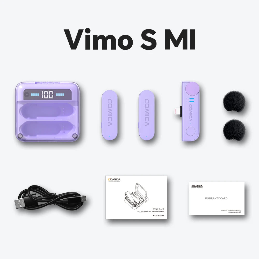 COMICA Vimo S Wireless Lavalier Lapel Microphone for iPhone Android Noise Cancellation Mic for Youtube Tiktok Vlogging Podcast
