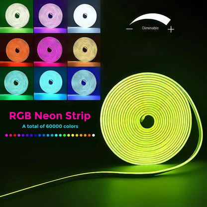 Flexibel LED Neon-slinga – RGB, IP65, App & Fjärr, Musiksynk, 24V, EU-kontakt, 5–30M