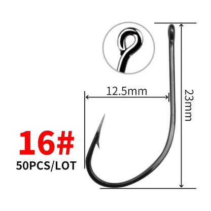 50pcs High Carbon Steel Curved Back Octopus Circle Hooks – Jig Hook for Fly Fishing & Carp Tackle