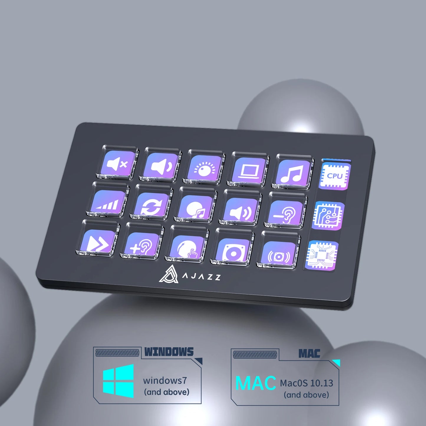 AJAZZ AKP03 Desktop Control Panel, Programmable Keypad for Stock Trading Live Streaming Audio Mixing, Shortcut Controller