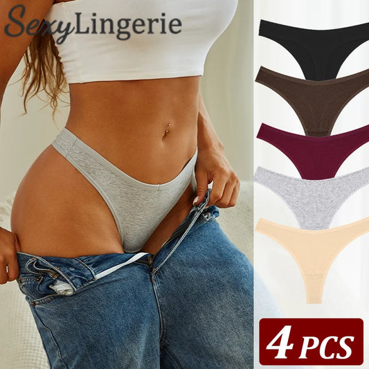 Finetoo G-string i bomull för damer 4-pack