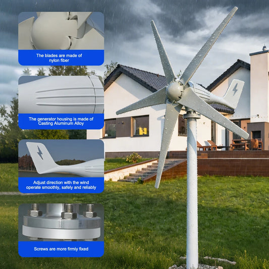 Horisontell Vindturbin 3000W 12V/24V/48V – Lågbullrig Permanent Magnet Off-Grid 220V, EU-lager Polen