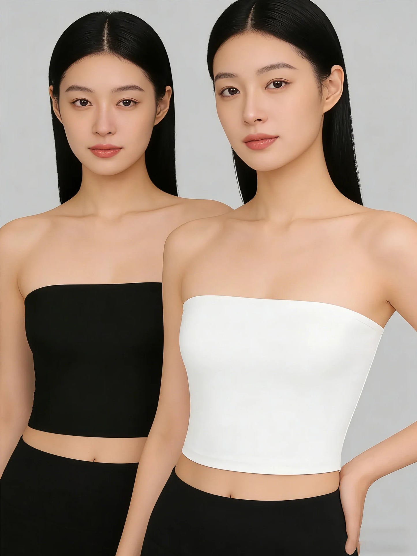 Two Women's Strapless Blouses, Sleeveless Backless Halter-Neck Summer Sexy Short-Sleeved Blouses