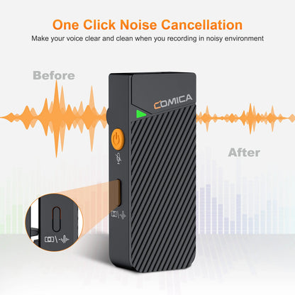 COMICA Vimo C 2.4G Wireless Lavalier Microphone with Charging Case,Lapel Mic for Camera Smartphone Podcast Interview Vlog
