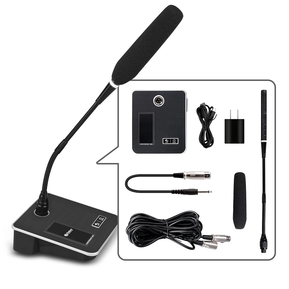 GSN10 Professional Desktop Gooseneck Microphone, Audio Microphone with XLR 5V Power Supply for Live Conference Recording, Gaming