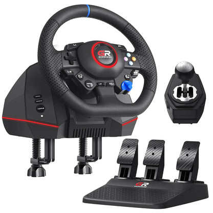 Game Steering Wheel For PS5/PS4/PC Leather 28mm Adjustable 270°-900°Wheels RGB Hall Effect Macro Linear 3Pedals Racing Simulator