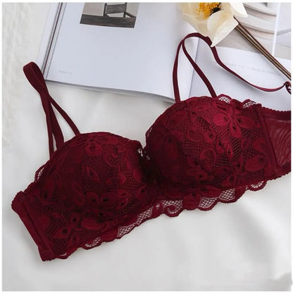 Lace Floral Embroidery Sexy Bra Comfortable Adjustable Women Underwear 3/4 Cup Wireless Girl Brassiere Bralette
