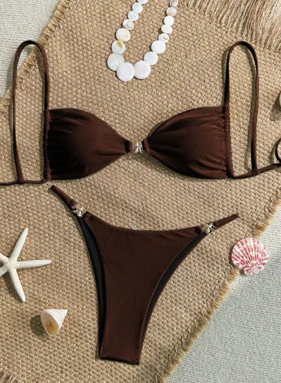 Sexy Triangle Mini Bikini Set Micro Thongs Solid Swimsuit Women Bathing Suit Biquini Bandage Beachwear Swimwear Thong Bikini