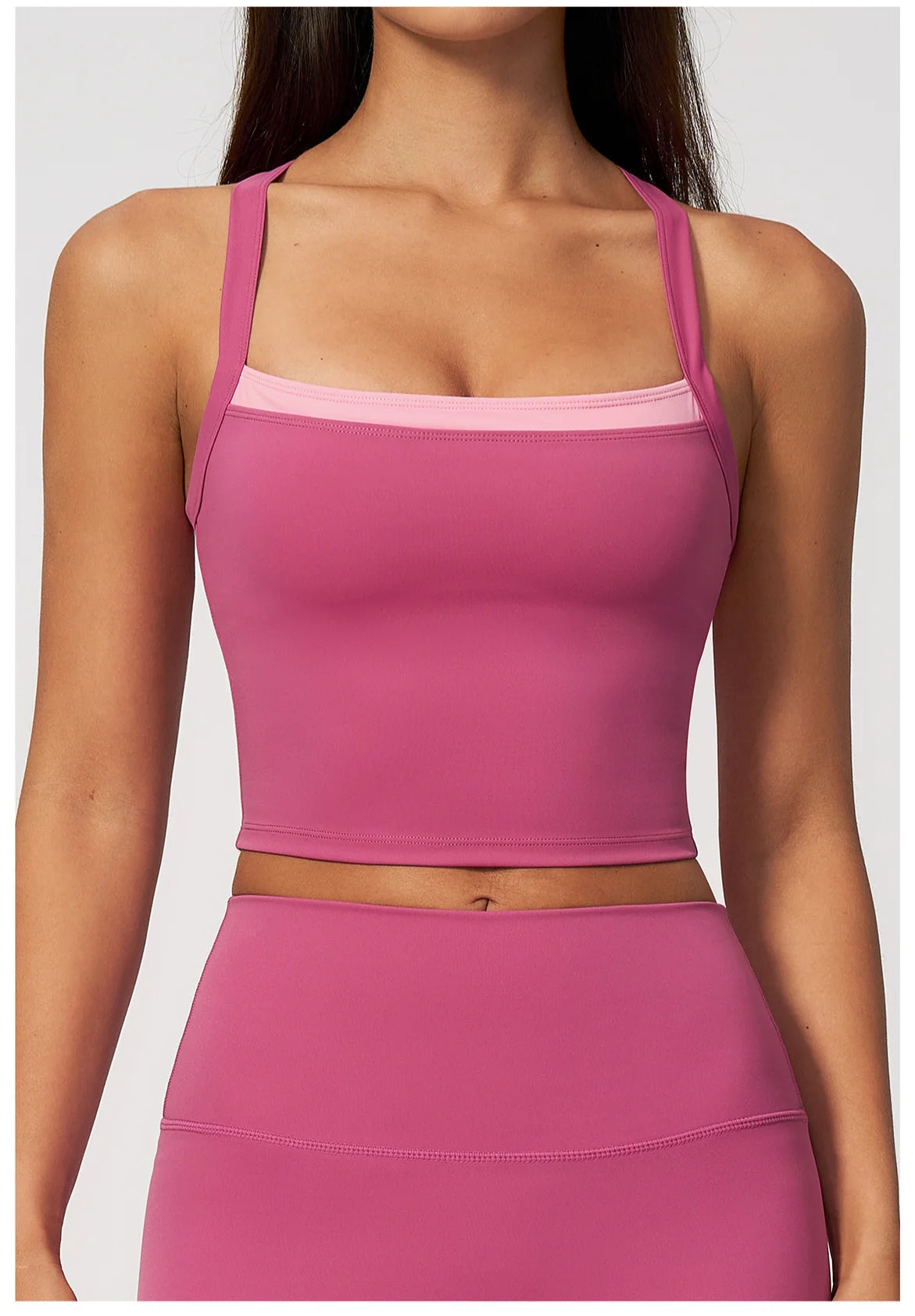 Women Criss Cross Back Yoga Tank Top Push Up Sports Bra Fitness Running Workout Gym Vest Color Block Sport Underwear Crop Top