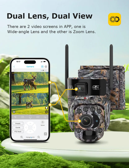 LS VISION 12MP 20X Optical Zoom 4G/ WiFi Solar Camera Outdoor Camouflage PTZ Cameras Surveillance CCTV Solar Hunting Camera Ubox