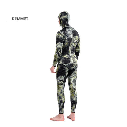 HOT 3mm Camouflage Wetsuit Long Sleeve Fission Neoprene Submersible Diving for Men Keep Warm Tops and Pants 2-pieces Sun Protect