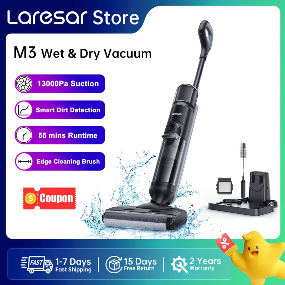 Laresar M3 Sladdlös Våt- och Torrdammsugare Mop