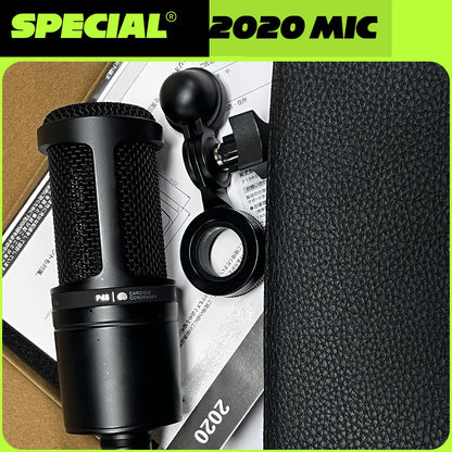 AT2020 Cardioid Condenser XLR Microphone for Studio Recording Podcast Vocal Live Streaming Professional Broadcasting Mic