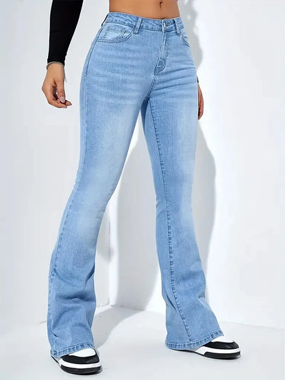 Hot Sale Women Stretch Thin Flared Jeans Lady Fashion High Waist Denim Pants Girls Korean Ins Fashion Straight Leg Trousers