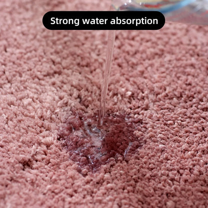 Rounded and thickened bathroom floor mat, bathtub absorbent mat, plush material, anti slip foot mat, entrance door mat, bathroom