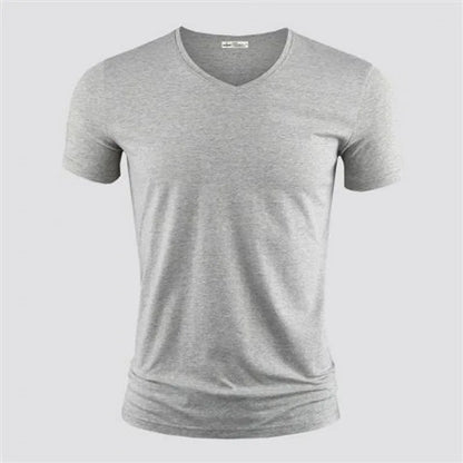 2026 Men's T Shirt Pure Color V Collar Short Sleeved Tops Tees Men T-Shirt Black Tights Man T-Shirts Fitness For Male Clothes