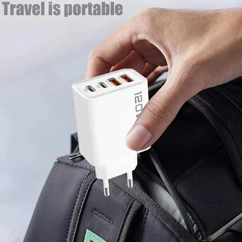 4-port USB-laddare med PD/QC3.0 – EU, US, UK och kabelvarianter