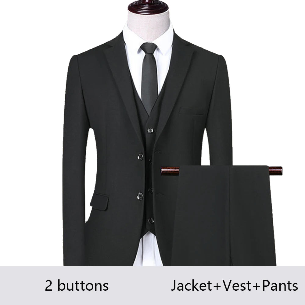 High Quality Men Suits For Wedding 2 Pieces 3 Sets Blazers Stretch Elegant Formal Jackets Vest Pants Full 2025 Tailored Costume