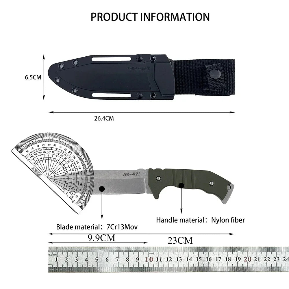 Outdoor Fixed Blade Straight Knife, 7Cr13Mov High Hardness Blade, Nylon Fiber Handle for Camping Hiking Survival EDC Gift Knives