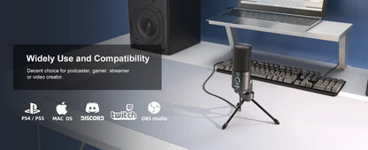 FIFINE USB Condenser Microphone with Gain Knob,Metal Recording Mic for Home Studio,Podcasting,Voice-over,Laptop,Windows -K669