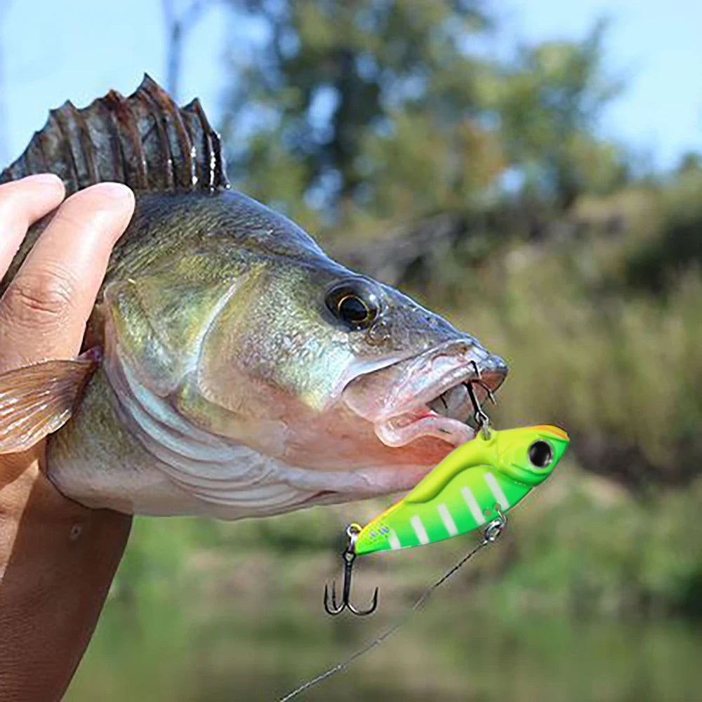 VIB Lure Metal Jig HardBait 7g 10g 15g Spoon Spinner Laser Painting 3D Eyes Fishing Tackle Strong 3X Hooks Swimbait Pesca Bait