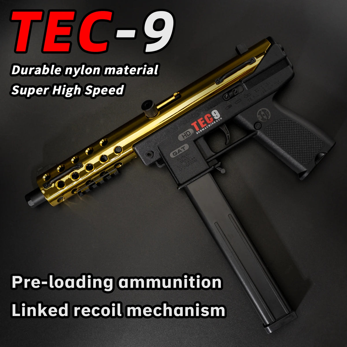 TEC-9 Gelballvapen med batteri och magasin