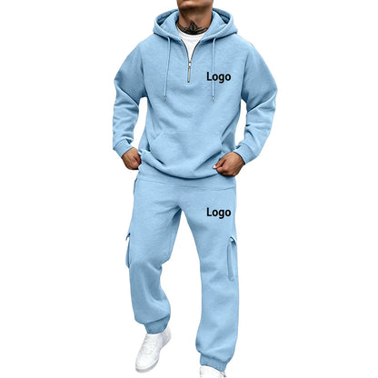 Customized Print Men Tracksuit 2 Pieces Half Zipper Athletic Hoodies Sweatpants Women Training Casual Running Jogging Suit Sets