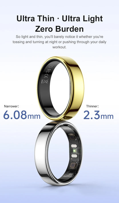 R21 Smart Ring Men Women Ultra-thin 5ATM Waterproof Sport Fitness Tracking AI Health Analysis Heart Rate Blood Oxygen Monioring