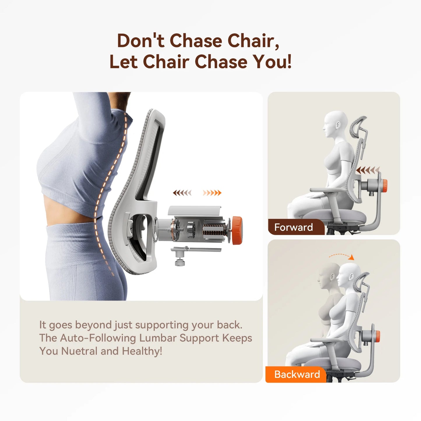 NEWTRAL Ergonomic Office Chair with Desktop,Adaptive Lower Back Support Gamer Chair,Adjustable Headrest Seat Depth Office Chair