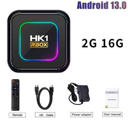 TV Box Android HK1 RBOX K8 Android 13 RGB Light 4GB 128GB RK3528 WiFi6 Dual Wifi6 Youtube Netflix 8K Media Player TV Receive