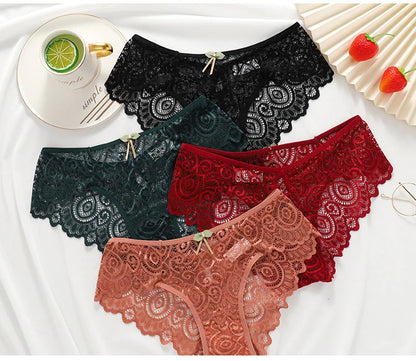 Meet'r Women Sexy Lace Panties Low-Rise Temptation Lingerie Female G String Transparent Underwear Hollow Out Briefs Intimates