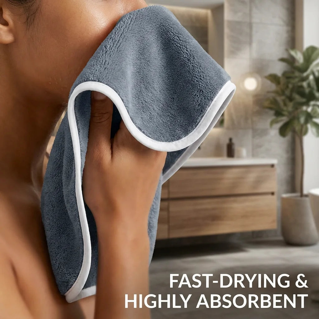 Luxury 6Pcs Towel Set 2 Bath 2 Hand 2 Face Microfiber Highly Absorbent Fast Drying Hotel Quality for Home Spa Bathroom
