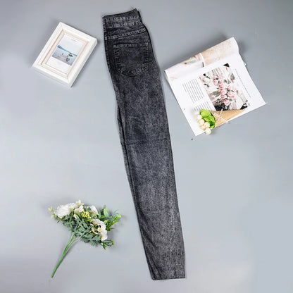 Women Leggings Denim Jeans Pants With Pocket Slim Leggings Women Fitness Blue Black Leggins